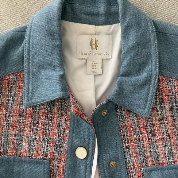 House of Harlow 1960 Tweed and Denim Cropped Jacket - Picture 5 of 5